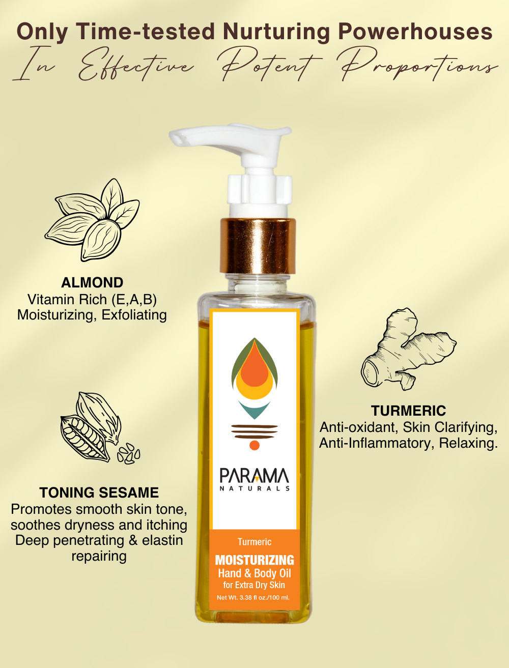 Turmeric Moisturising Hand & Body Oil for Extra Dry Skin