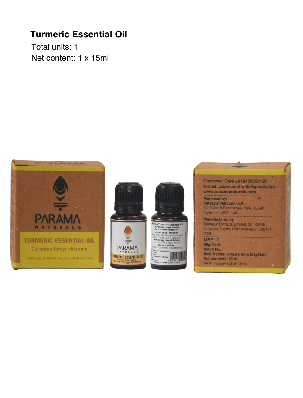 Turmeric Essential Oil For Aging & Itchy Skin, Acne & Scars, Aromatherapy, 15ml