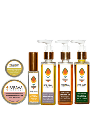 Parama Naturals Bump and Beyond Collection , Mom & Baby Gift Set, Baby Oil, BabyMassage Oil, Skin Care Products, Mom Skin Care, Stretch Marks, Moisturizer Oil, Body Lotion, Gift Set,  Mom & Baby Collection, Gift Set, Baby Shower Gift Set, Cleanser, Body Scrub, Hair Care, Pain Relief